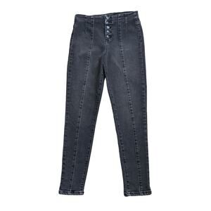 NO BOUNDARIES Womens Size 9 Gray High Rise Skinny Button Fly Jeans 26.5" Inseam